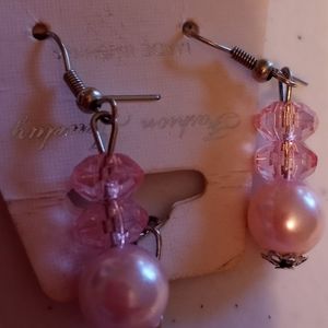 New Pink Beaded Necklace & Earrings